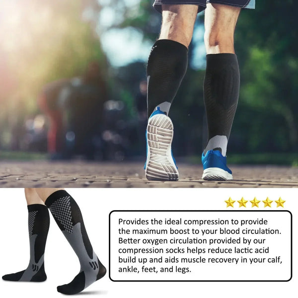 1 Pair Men Women Compression Socks 20-30mmHg Pain Relief Calf Leg Foot Support Stocking