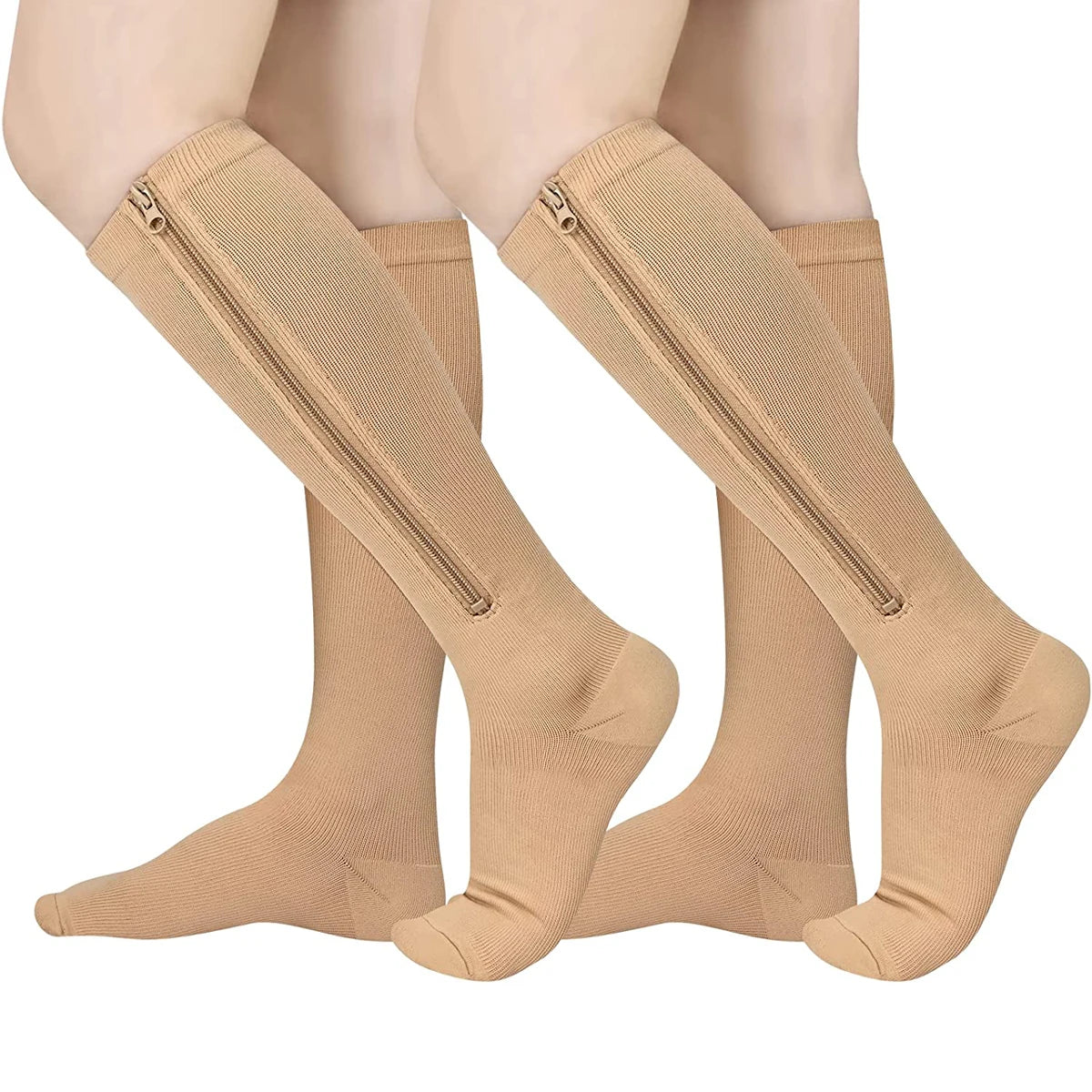 Brothock Medical Zipper Compression Socks Women Men High Elasticity Nylon Closed Toe Pressure Stocking for Edema Varicose Veins