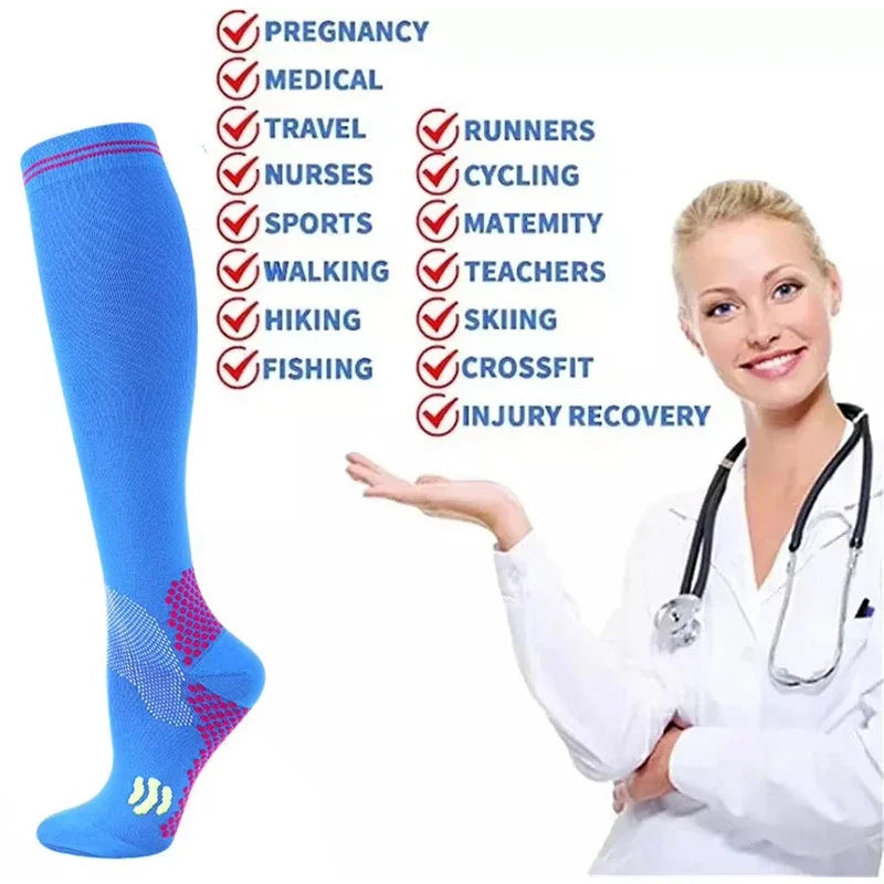 Sport Compression Socks Shock-Absorbing Anti-Slip Varicose Veins Socks Absorb Moisture Sweat Running Sports Socks Varicose Vein