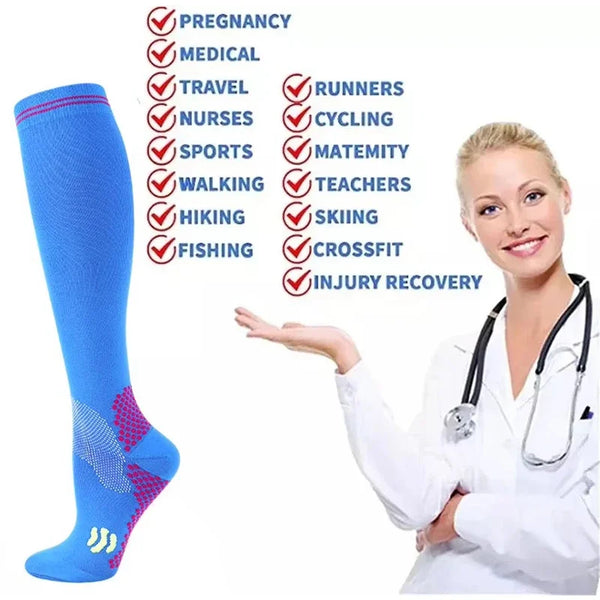 Sport Compression Socks Shock-Absorbing Anti-Slip Varicose Veins Socks Absorb Moisture Sweat Running Sports Socks Varicose Vein
