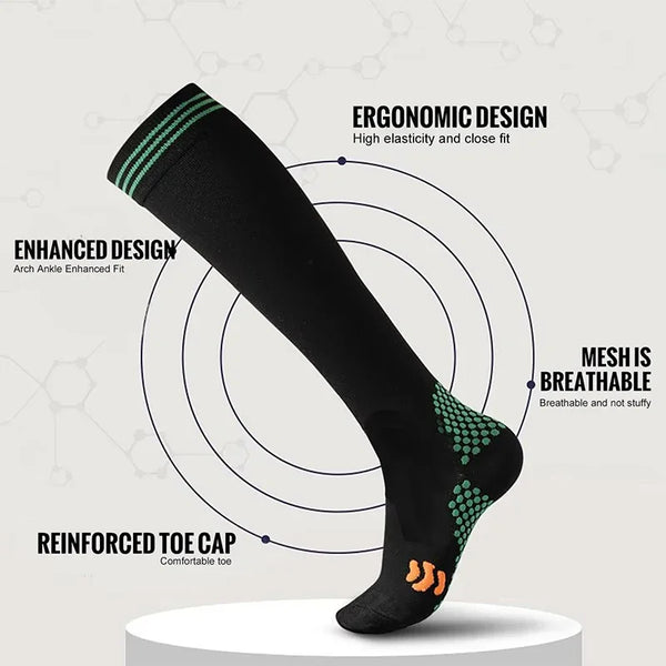 Sport Compression Socks Shock-Absorbing Anti-Slip Varicose Veins Socks Absorb Moisture Sweat Running Sports Socks Varicose Vein
