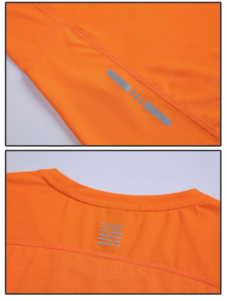 Dry Fit Men Running Shirt Tops Fitness Compression Gym Polyester Sports T-shirt Outdoor Workout Training Muscle Fit Clothing