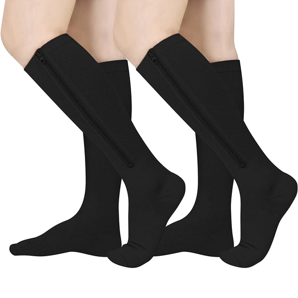 Brothock Medical Zipper Compression Socks Women Men High Elasticity Nylon Closed Toe Pressure Stocking for Edema Varicose Veins