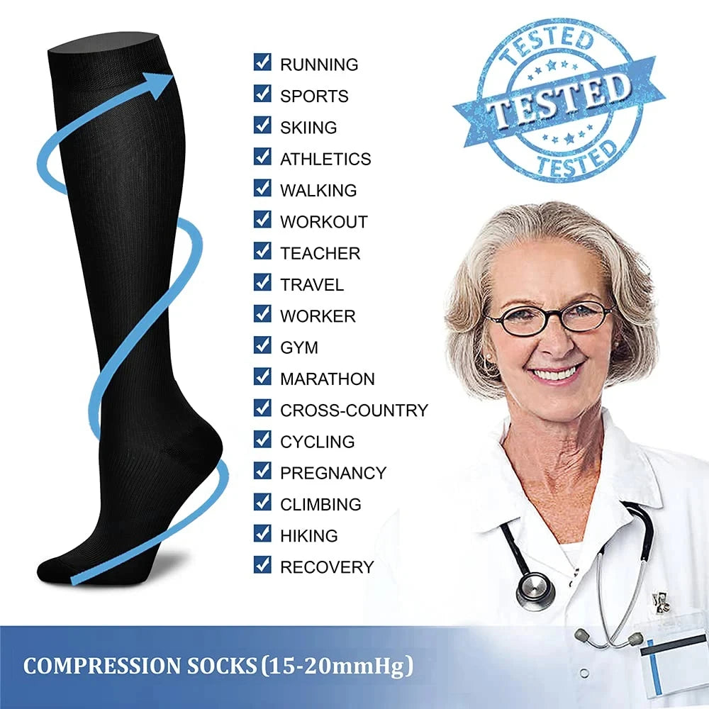 Compression Socks Medical Varicose Veins Swelling Support Legs 20-30mmHg Running Sports Socks Anti Fatigue Pain Relief Men Women