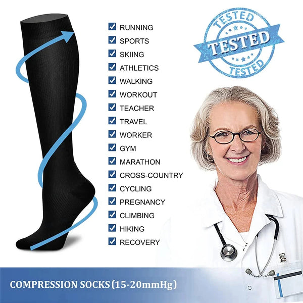 Compression Socks Medical Varicose Veins Swelling Support Legs 20-30mmHg Running Sports Socks Anti Fatigue Pain Relief Men Women