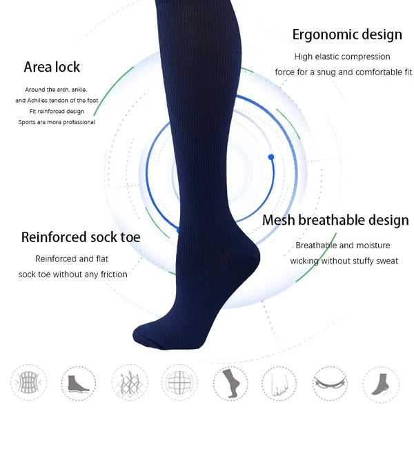Compression Socks Medical Varicose Veins Swelling Support Legs 20-30mmHg Running Sports Socks Anti Fatigue Pain Relief Men Women