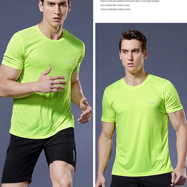 Men's Running T-Shirt Quick Dry Gym Sport Shirt Tops Short Sleeve Training Exercise Workout Shirts Summer Tops Tee Men Rashguard