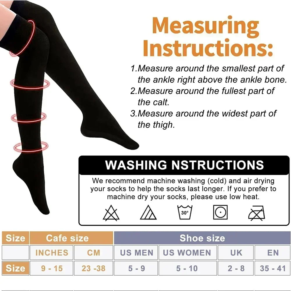 Thigh High Compression Socks 1-3 Pairs Black for Varicose Veins Edema Relief Running Yoga Nursing Men Women Daily Medical Use