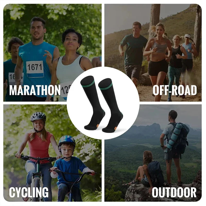 Sport Compression Socks Shock-Absorbing Anti-Slip Varicose Veins Socks Absorb Moisture Sweat Running Sports Socks Varicose Vein