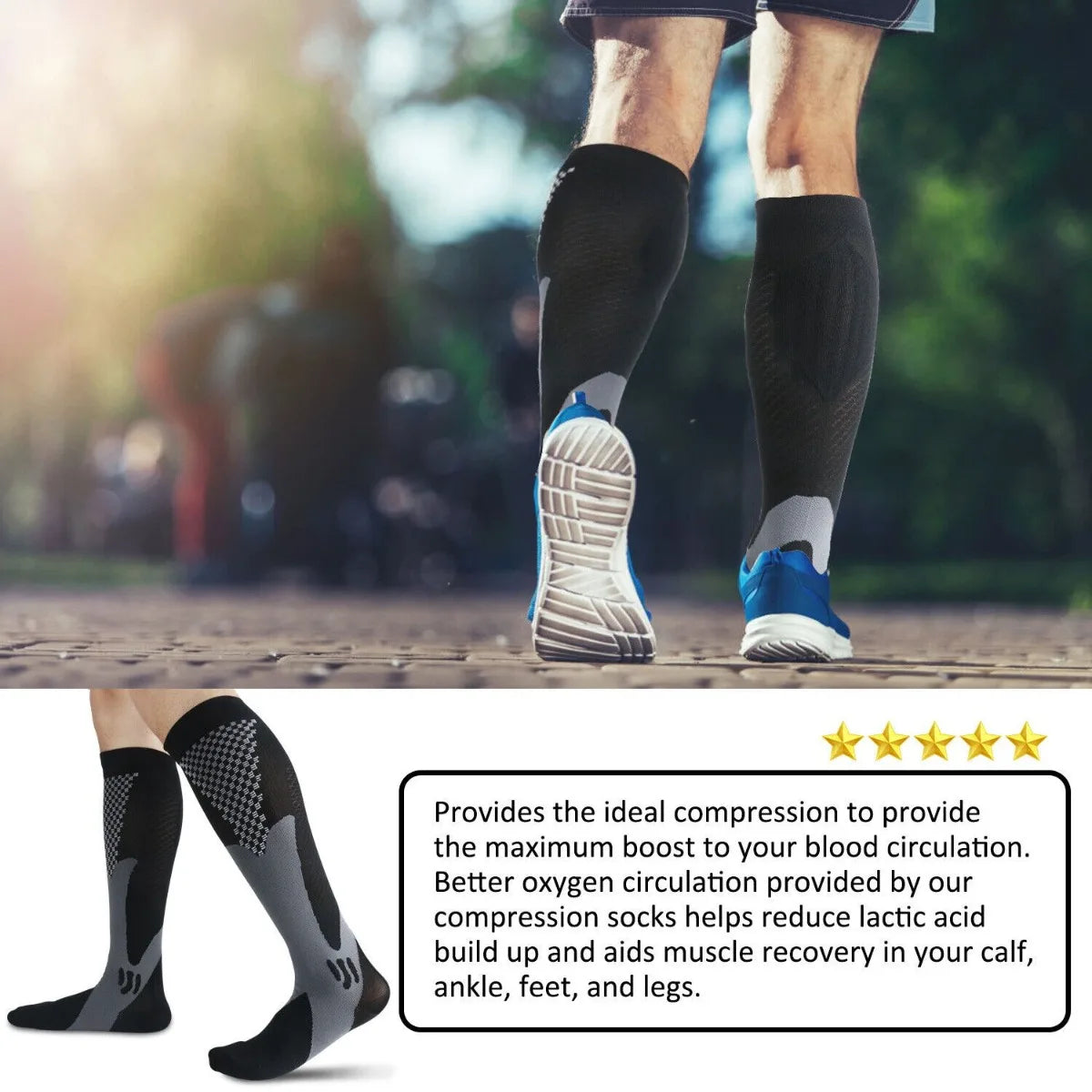 1 Pair Men Women Compression Socks 20-30mmHg Pain Relief Calf Leg Foot Support Stocking